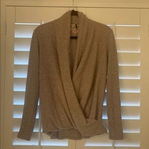 ANTHROPOLOGIES Long Sleeve Faux Wrap Thermo Top